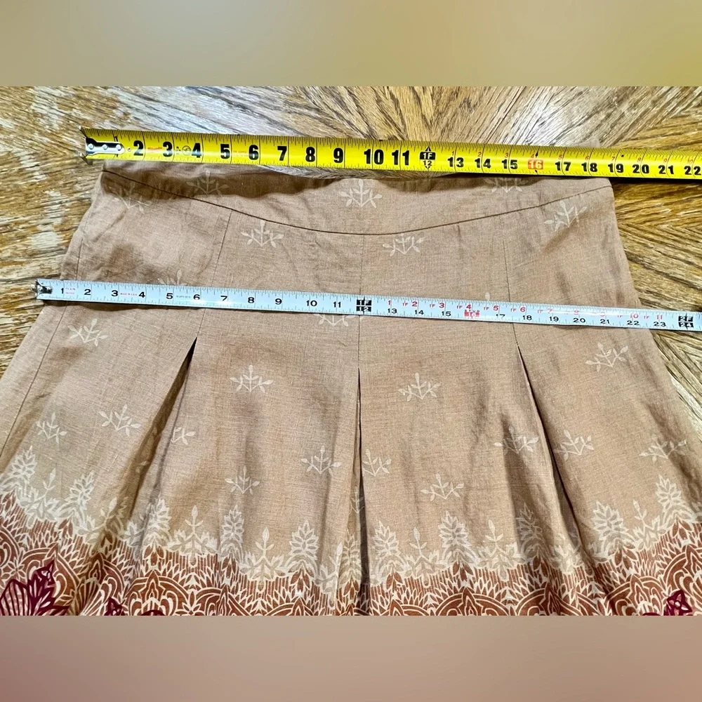 Earthy henna tattoo mandala tribal skirt 100% linen midi‎ mini pleated plus size - Picture 10 of 11